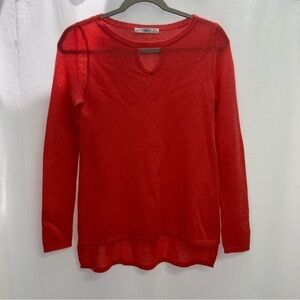 Subtle Luxury Women’s 100% Cashmere Hi Lo Sweater Orange XS